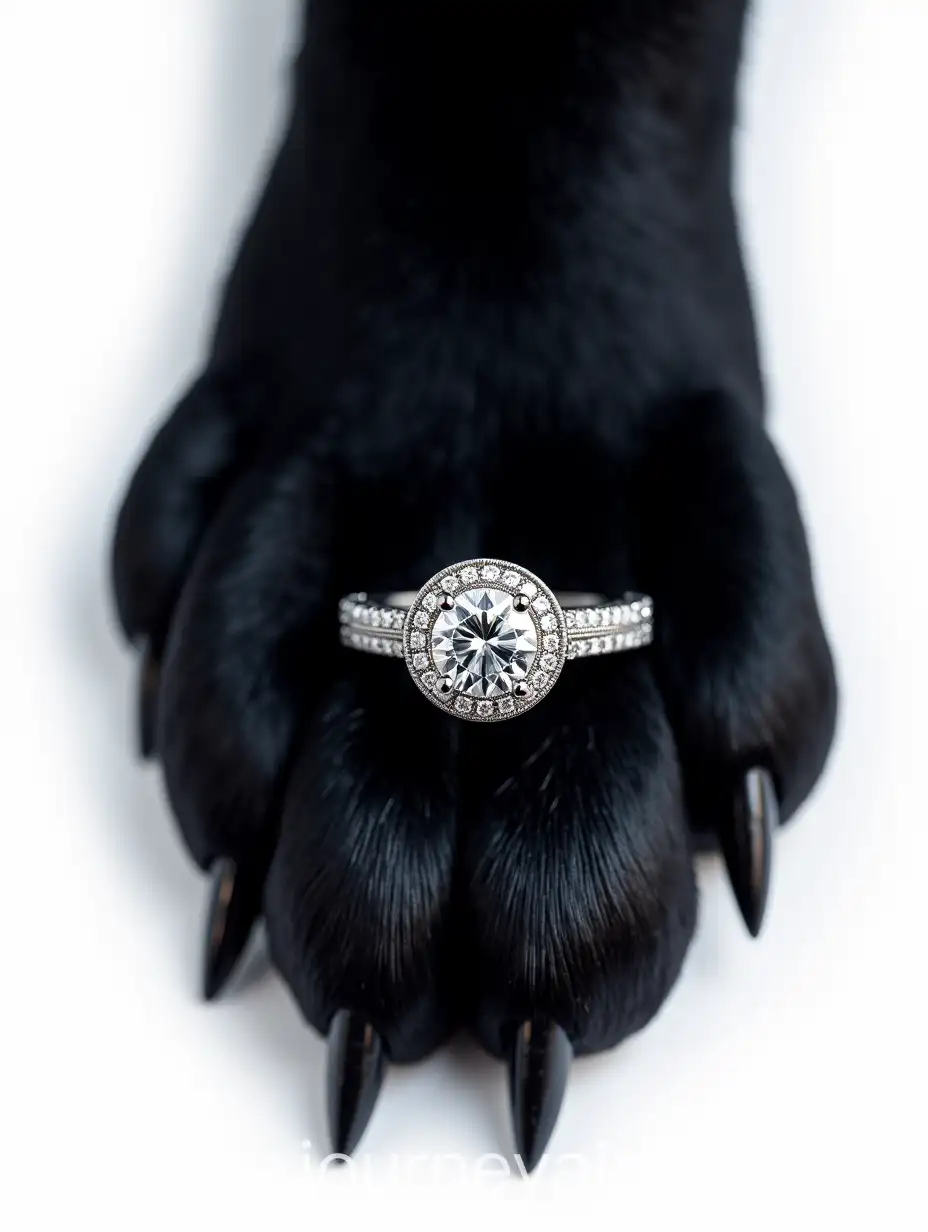 Black-Panther-Paw-with-Halo-Engagement-Ring-Featuring-RoundCut-Diamond