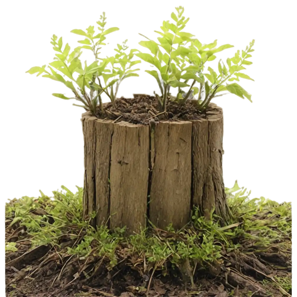 Coppices-Emerging-from-a-Living-Tree-Stump-PNG-Image-Natures-Resilience-in-HighQuality-Format