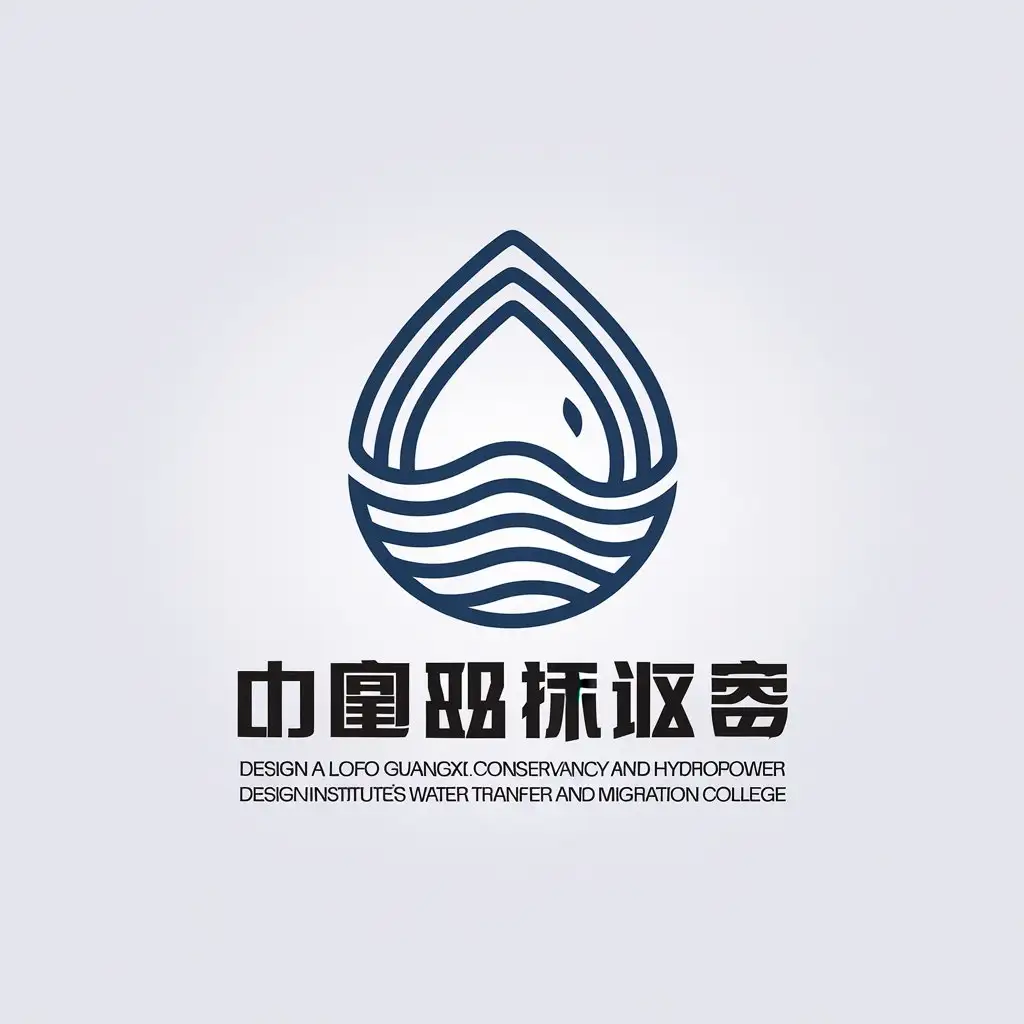 LOGO Design for Guangxi Water Conservancy and Hydropower Design Institute Water Transfer and Migration College with Minimalistic Water Investigation Theme