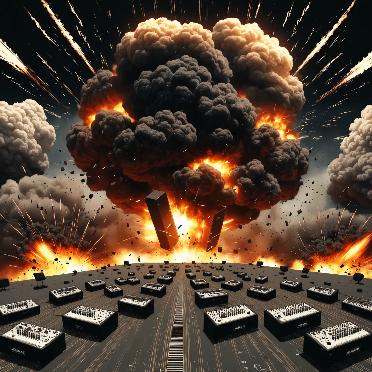 Cover of a memory called "Practice 4: Amplifiers", 4K, explosions,