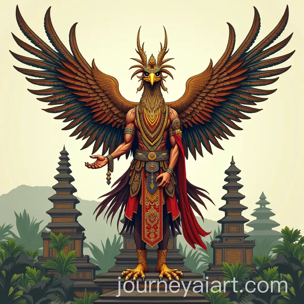 Majestic-Hybrid-Garuda-Creature-with-Javanese-Attire-and-Batik-Patterns