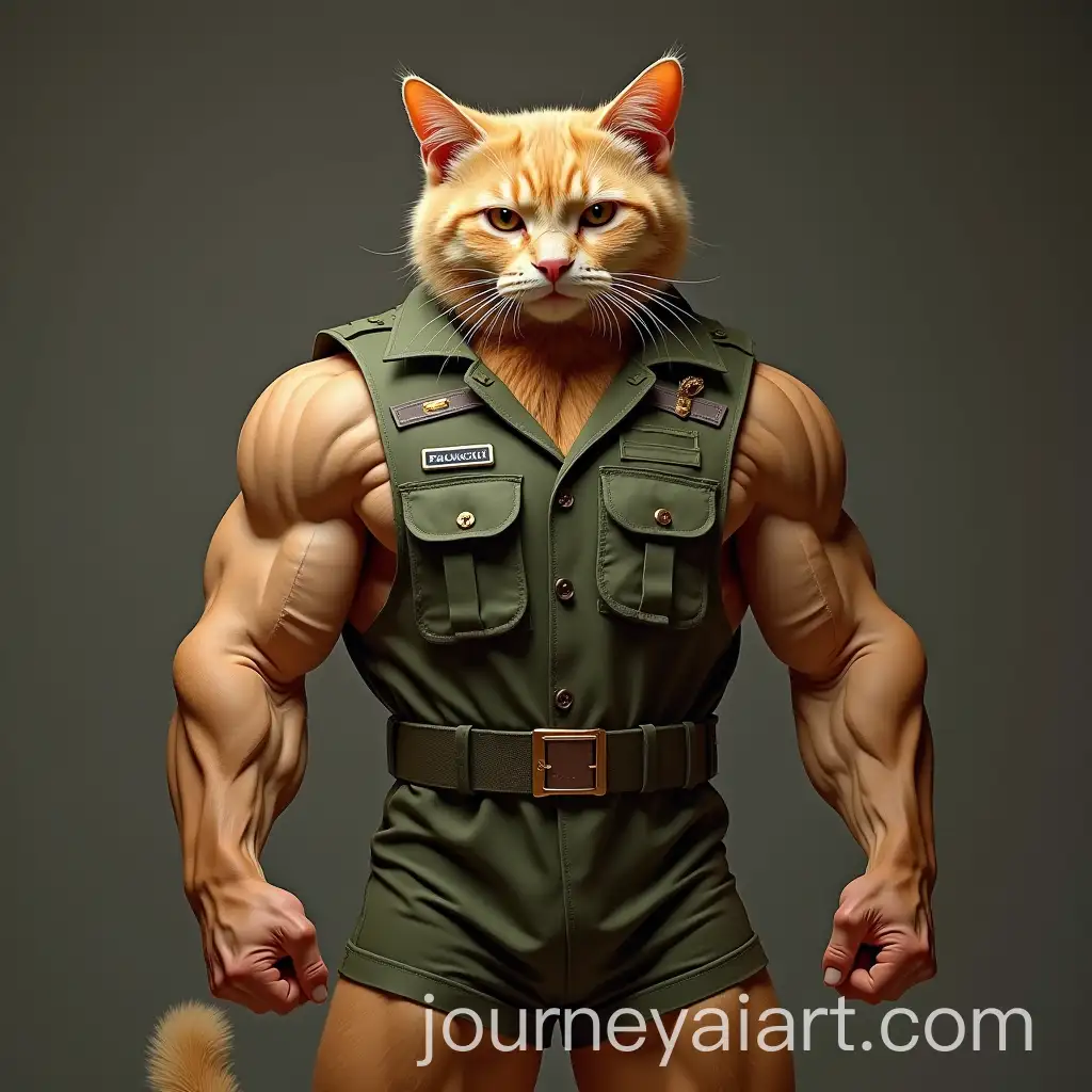 Muscular-Cat-in-Military-Uniform