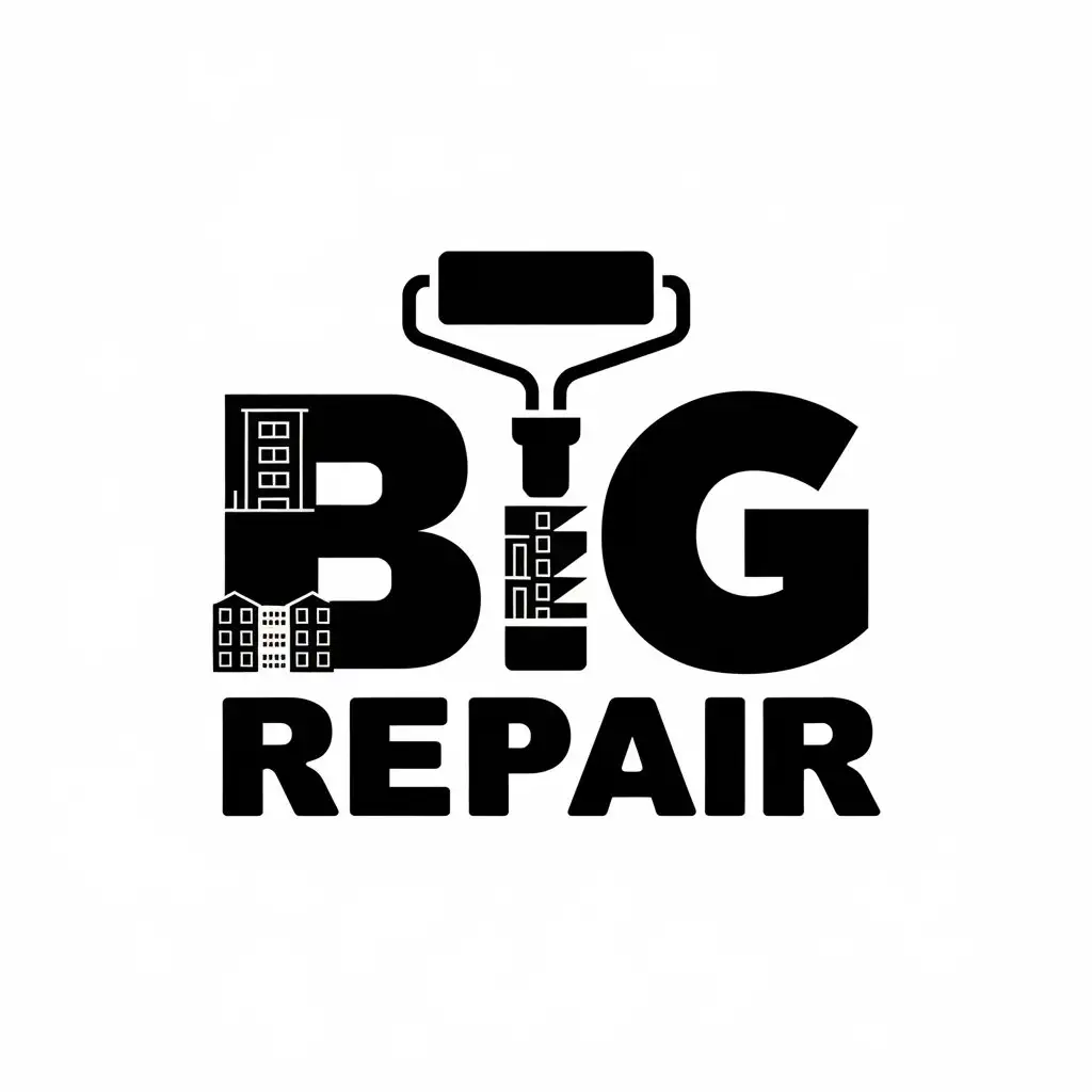 LOGO Design For Big Repair Roller and Power Drill Theme on Clear Background