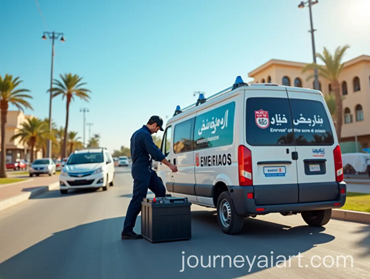 Emergency-Car-Battery-Assistance-Service-in-Ahvaz-Iran-with-Mechanic-and-Service-Van