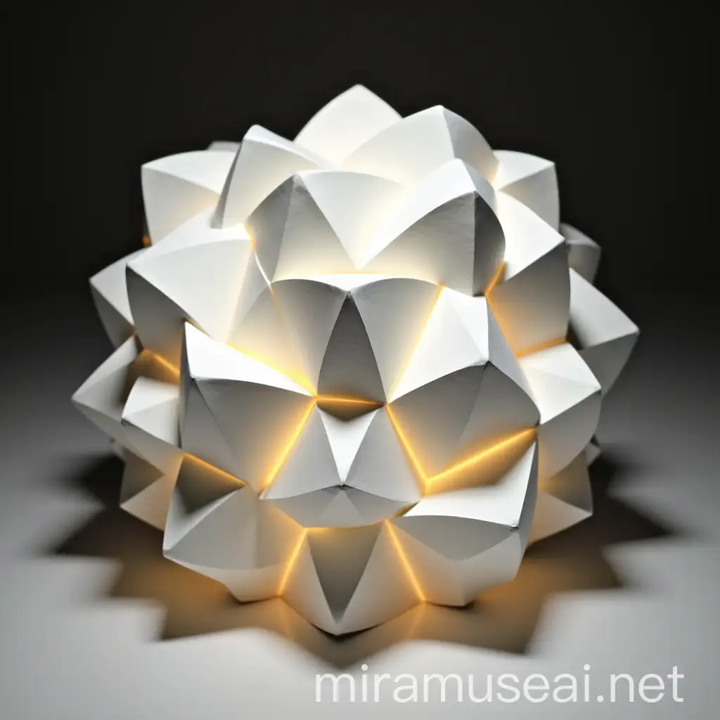 Geometric Paper Sculpture with Dynamic Light and Shadow