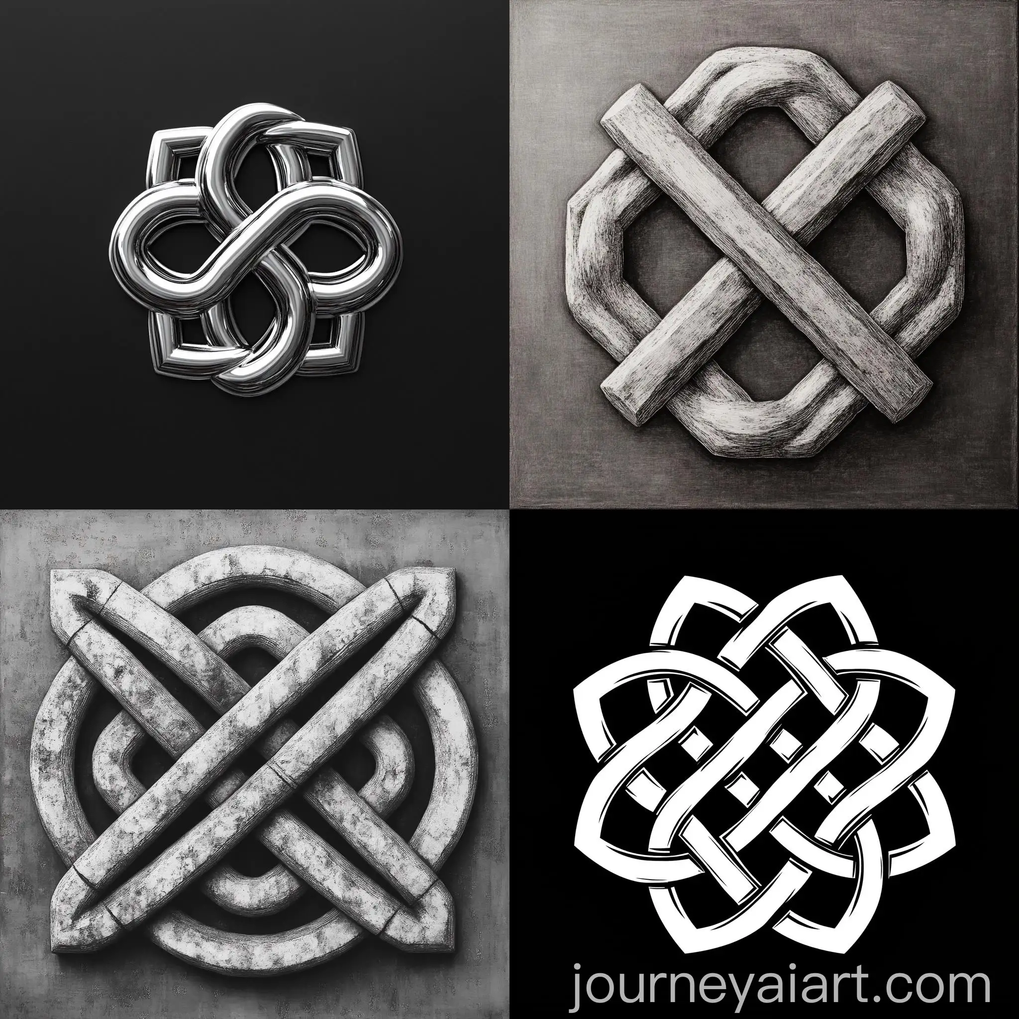 Eternal-Buddhist-Knot-Symbol-in-Black-and-White-Art