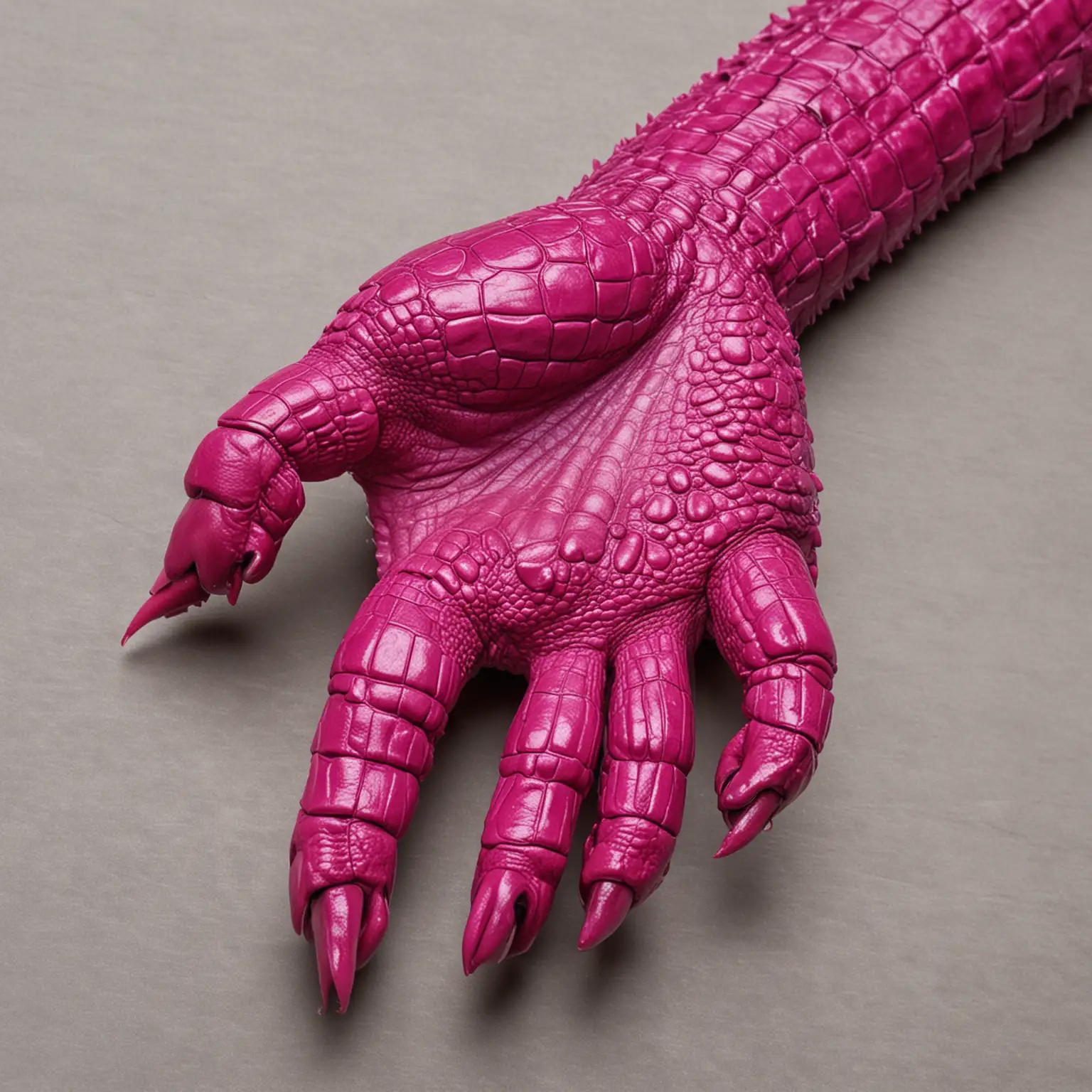 Magenta Crocodile Paw Grasping in Mysterious Swamp