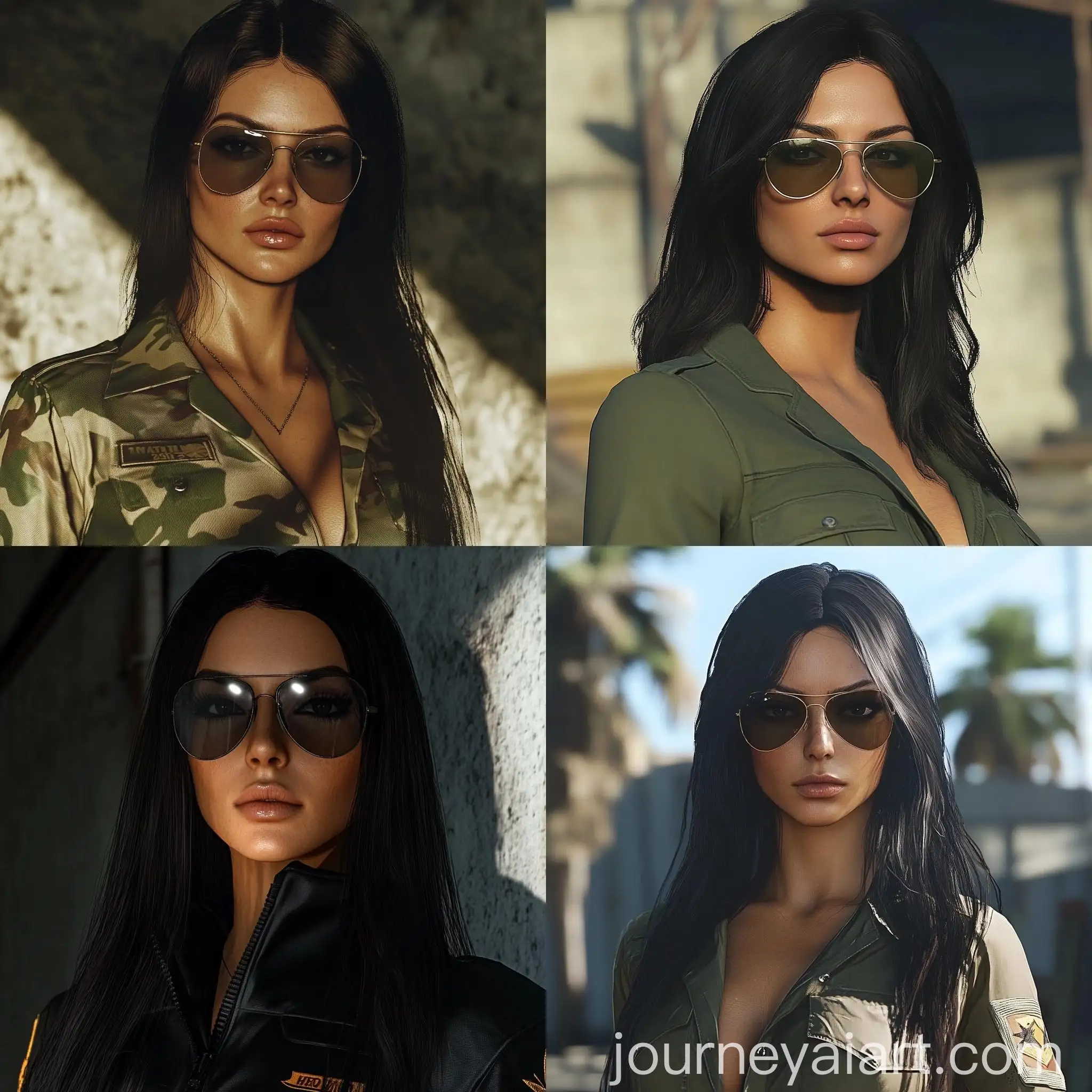 Tanned-Woman-with-Long-Black-Hair-in-Aviator-Glasses-and-Homeland-Uniform-GTAV-Style