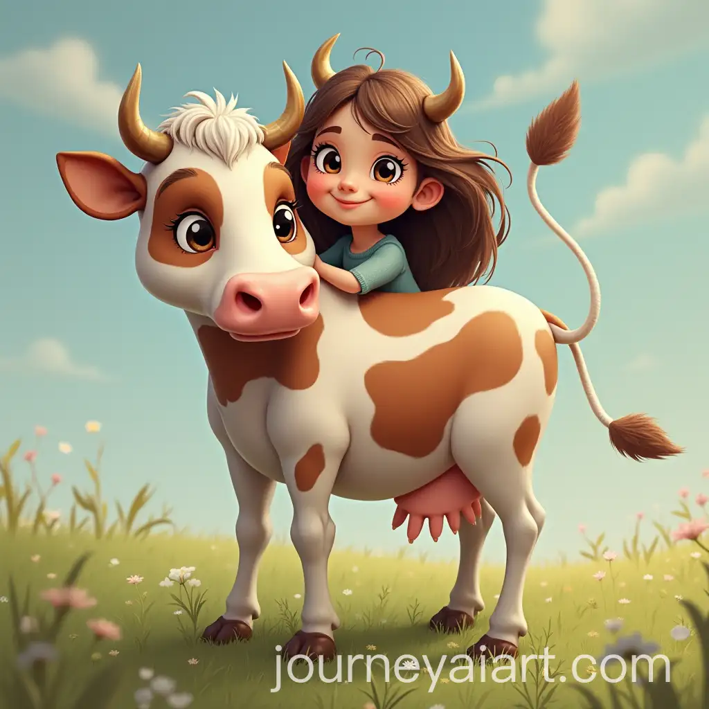 Girl-Transforming-into-a-Cow-in-Surreal-Fantasy-Scene