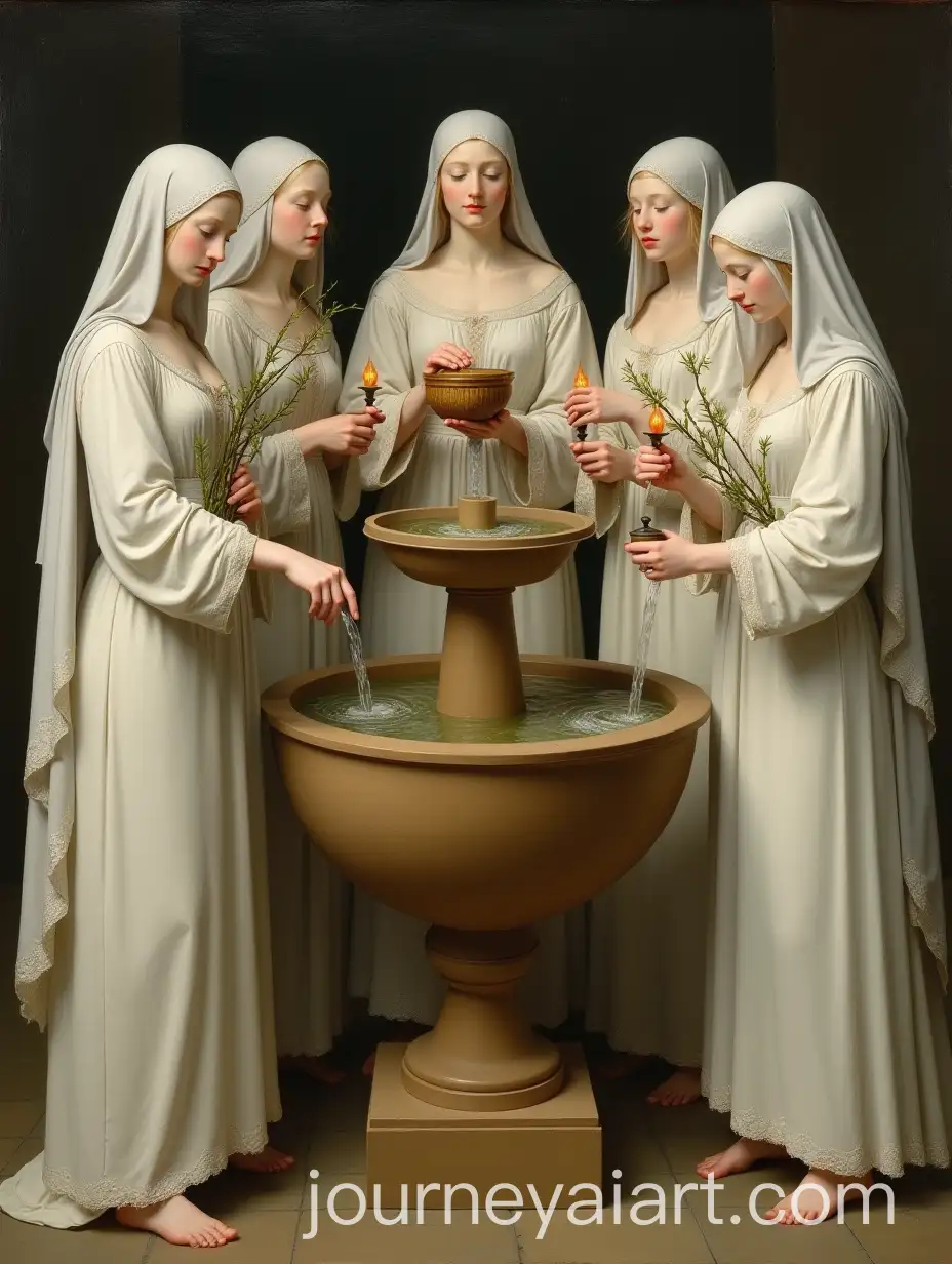 Renaissance-Maidens-with-Central-Box-and-Lamps
