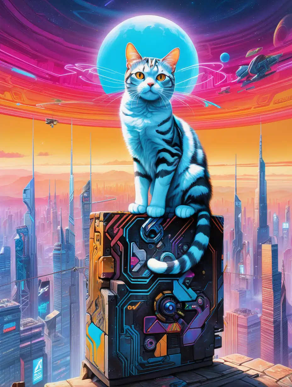 Cyberpunk Cat in Vibrant Graffiti Style