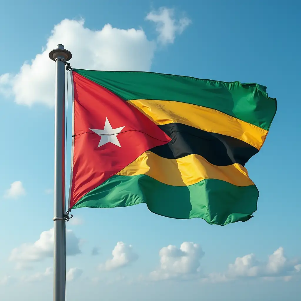 Colorful Caribbean Flags Fluttering in the Wind