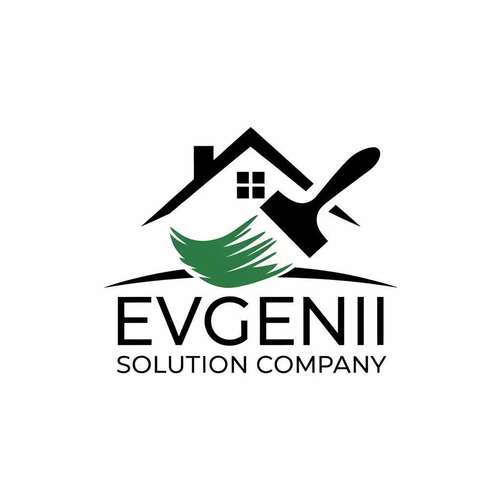 LOGO Design for Evgenii Solution LLC Painting Company Luxury Style with Colored Brush Painting a House