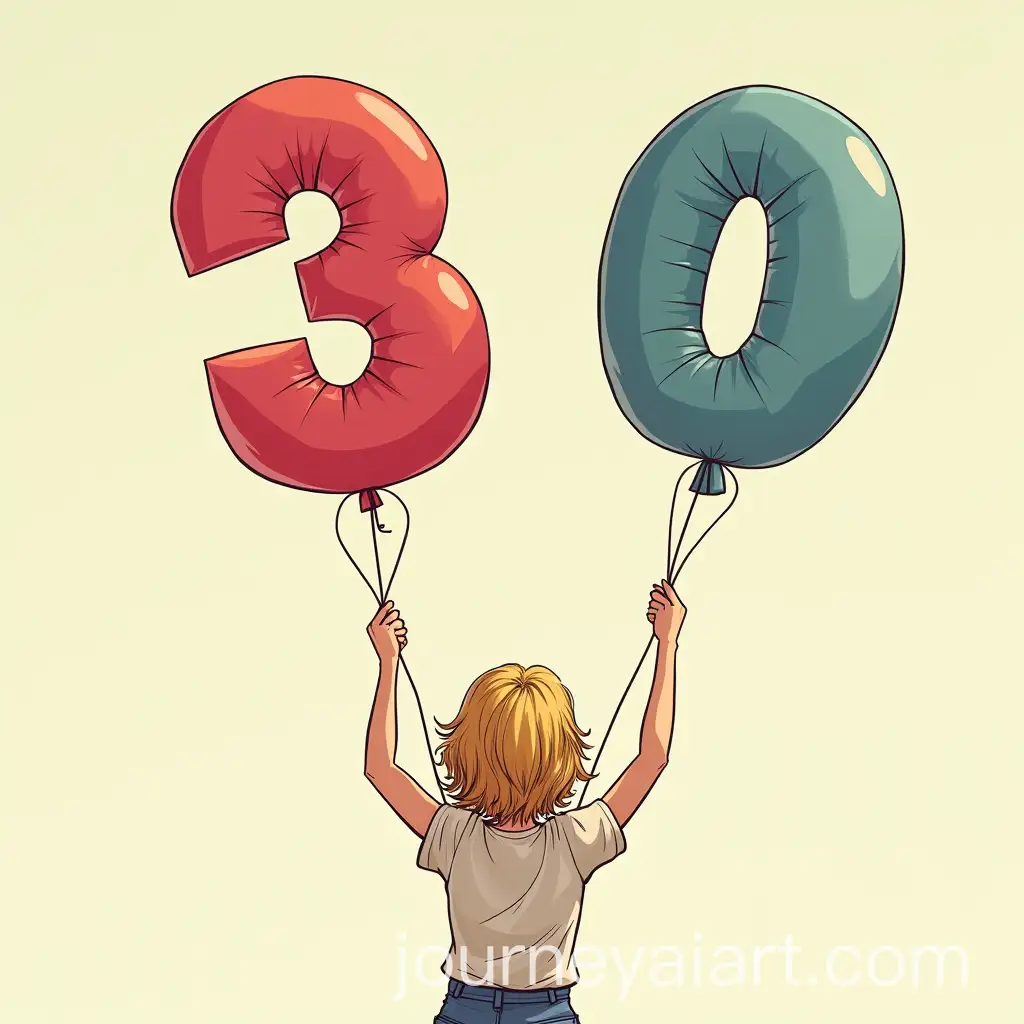 Blonde-Woman-Celebrating-30th-Birthday-with-NumberShaped-Balloons