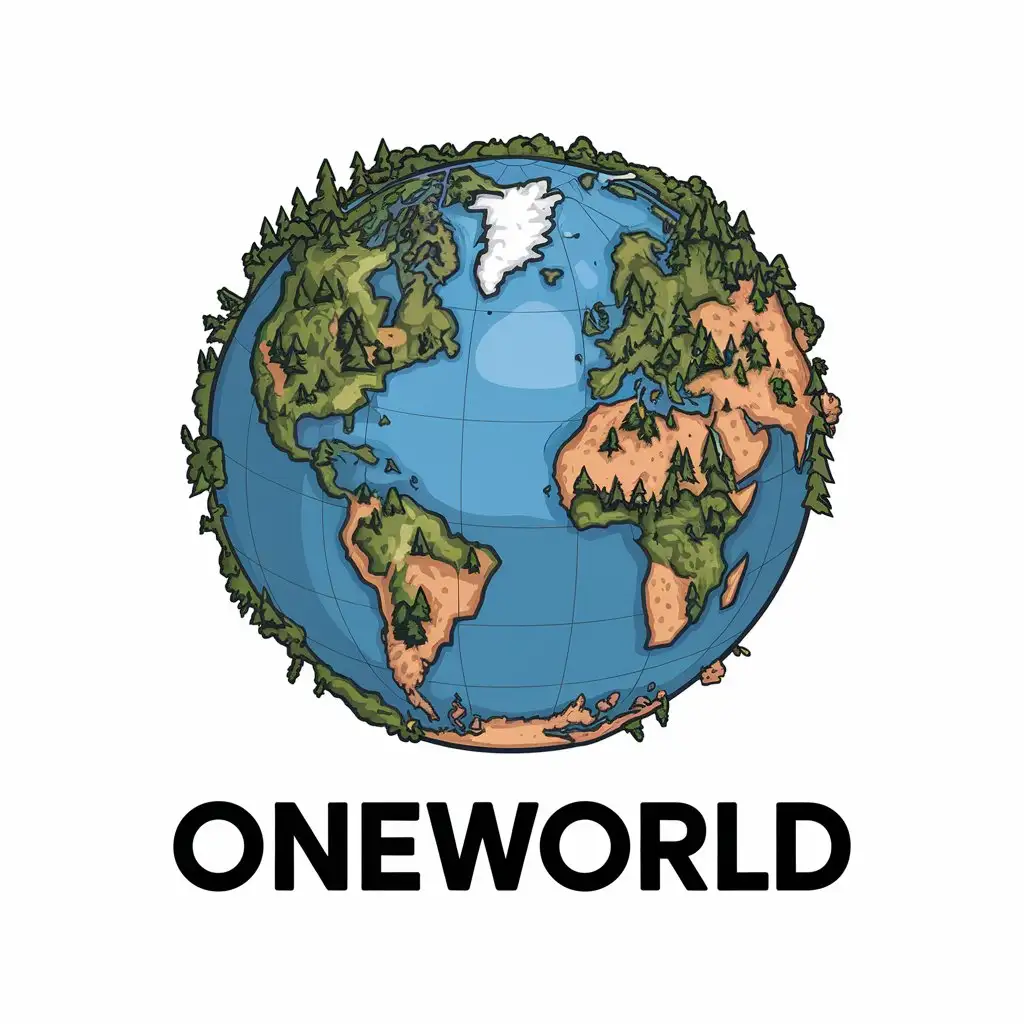 a vector logo design,with the text "OneWorld", main symbol:World,complex,be used in Entertainment industry,clear background