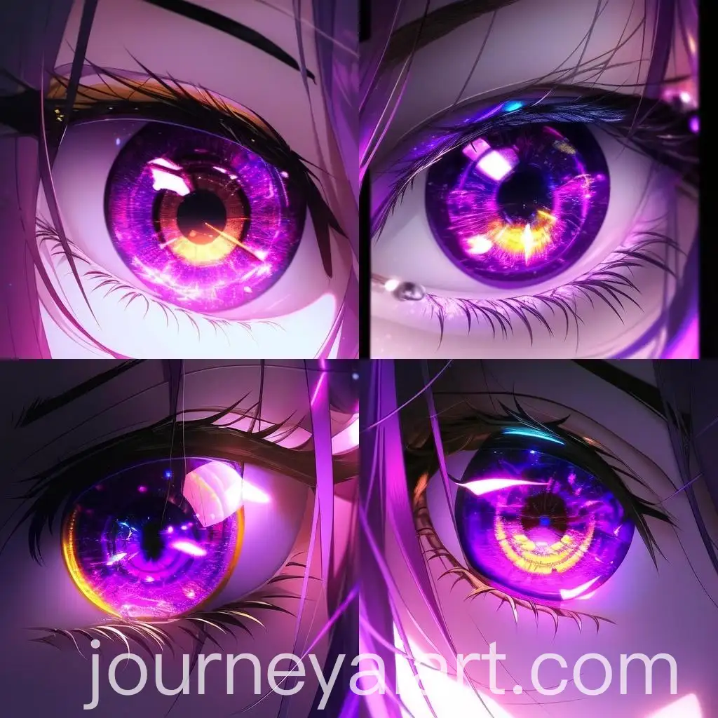 CloseUp-Anime-Girl-Eye-with-Glowing-Yellow-and-Purple-Lights