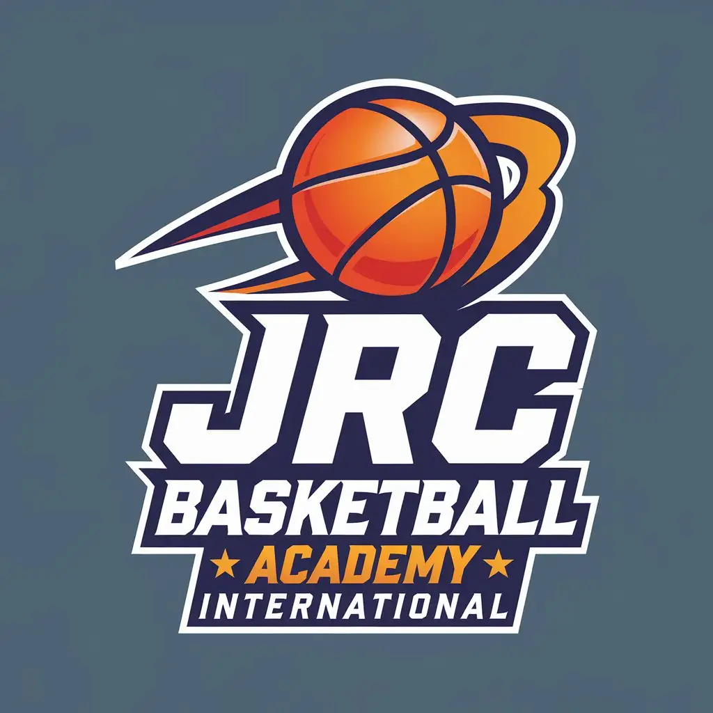 LOGO Design for JRC Basketball Academy International Bouncing Basketball Symbol with Modern and Clear Design