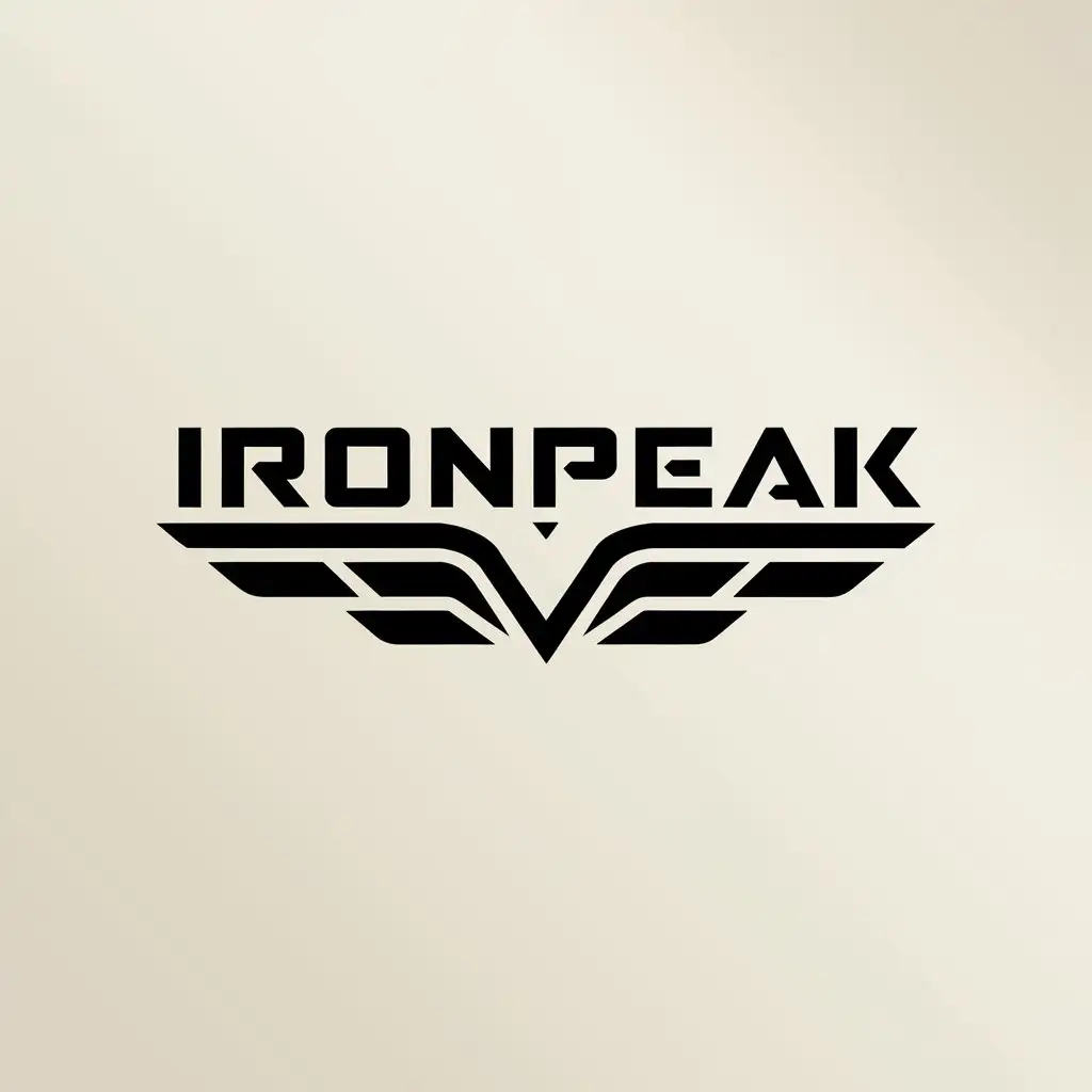 LOGO Design for IRONPEAK Vector with Text and Wings Symbol on Clear Background