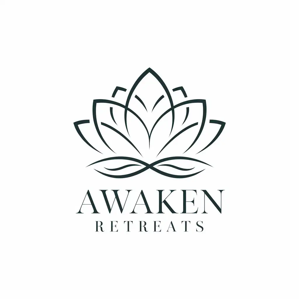 LOGO Design for Awaken Retreats Lotus Symbol with Complex Design for Religious Industry