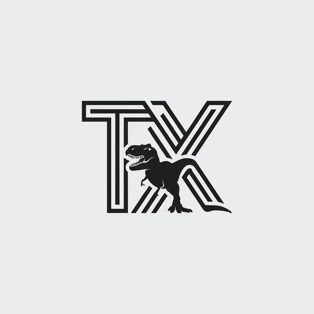 a vector logo design,with the text "TX", main symbol:dinosaur,Minimalistic,be used in Entertainment industry,clear background