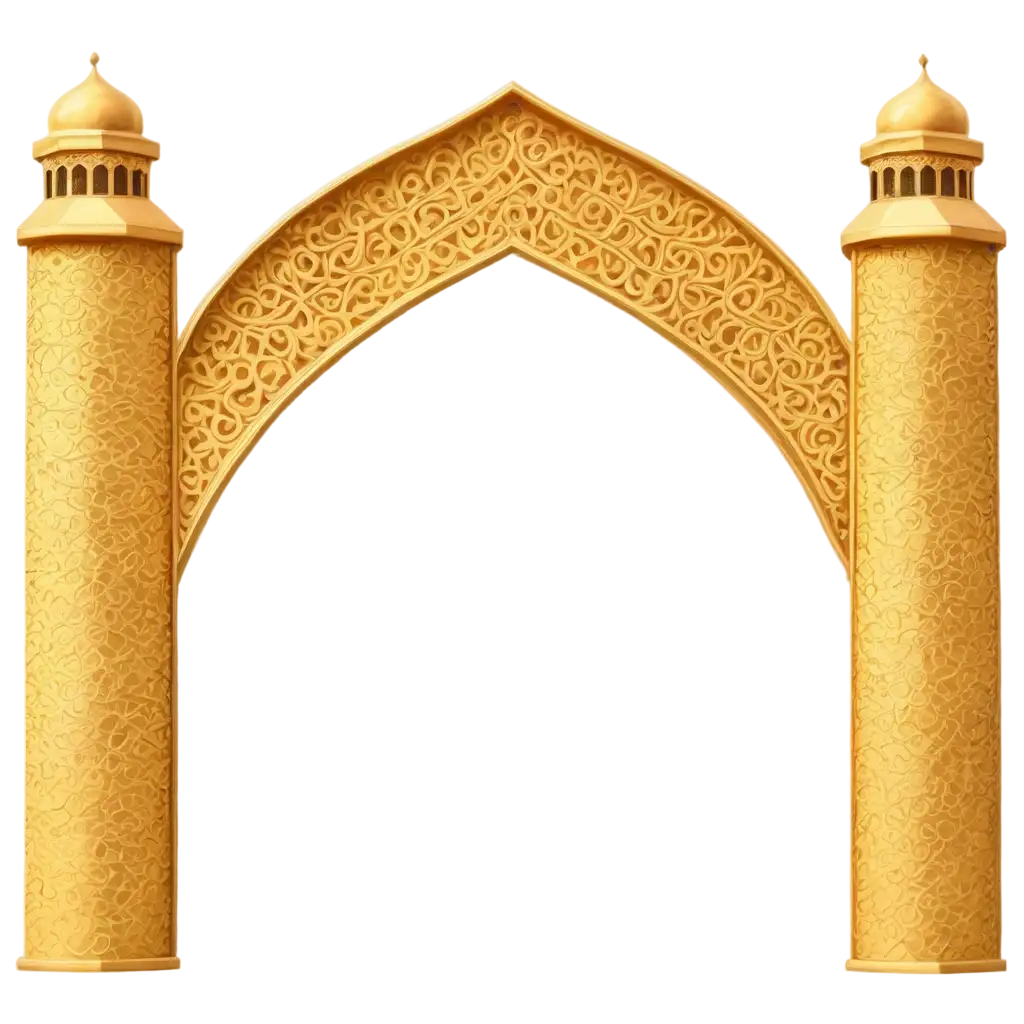 Illustration of an Islamic gate with a golden texture