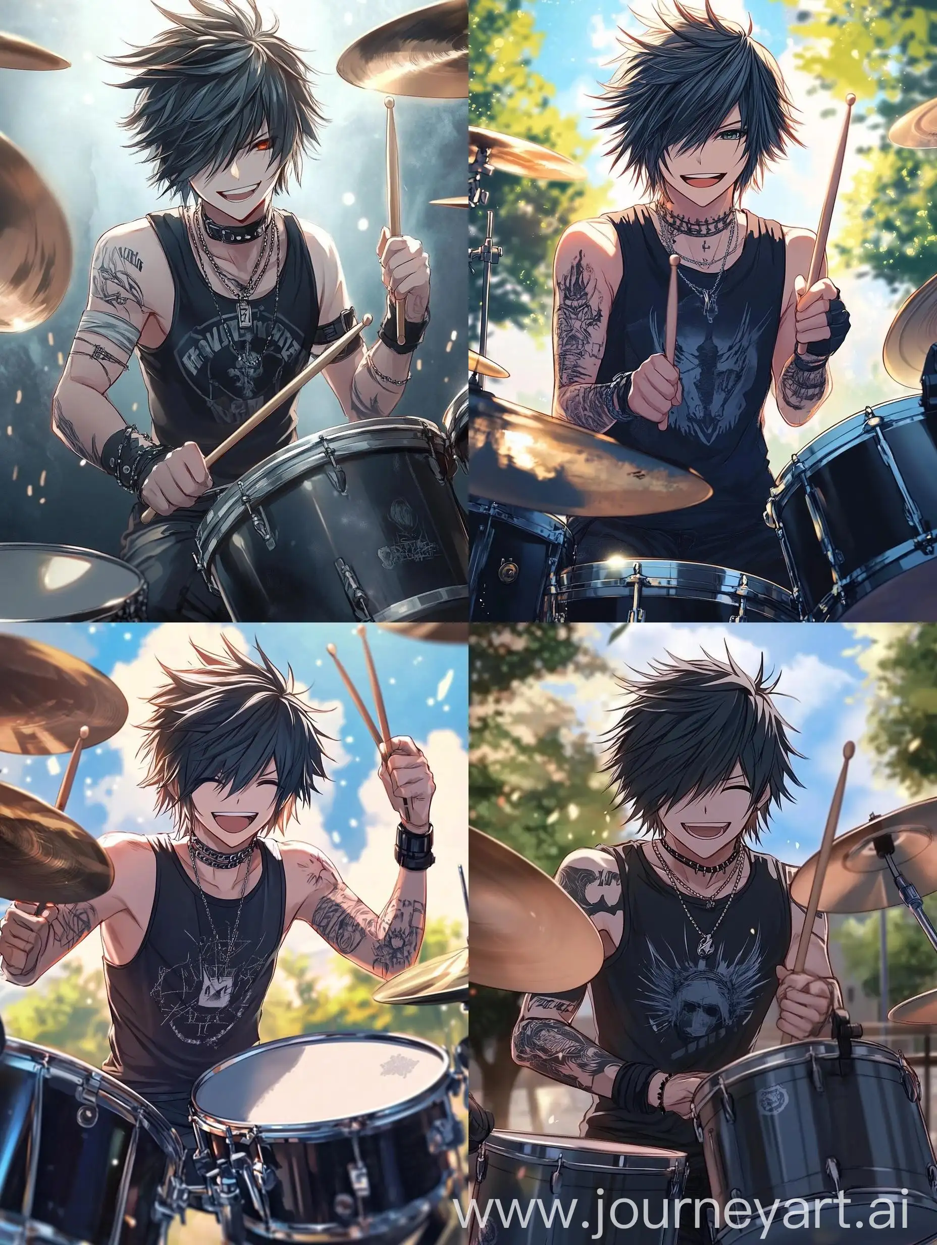 Cheerful-Anime-Boy-Playing-Drums