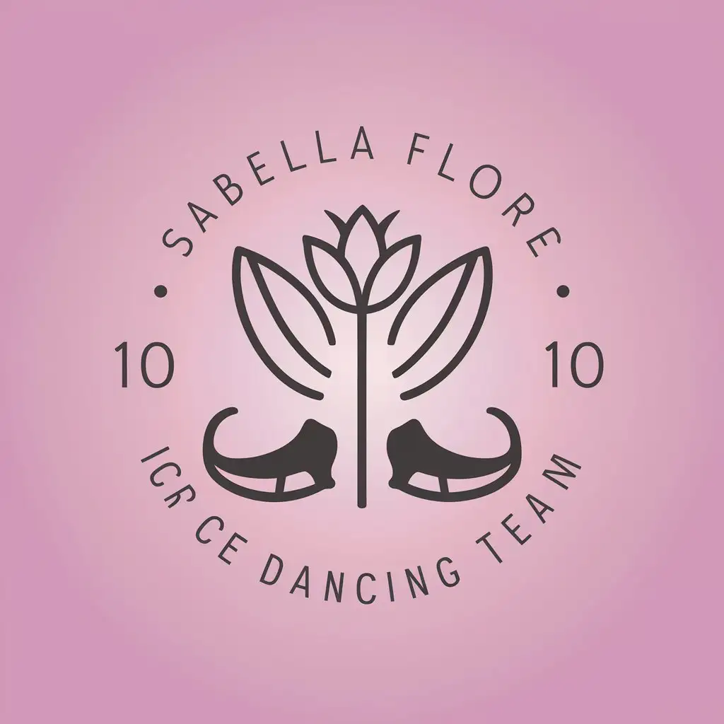 LOGO Design For Isabella Flores Ice Dancing Team Modern Sleek with Flowers Skate Blades and Number 10