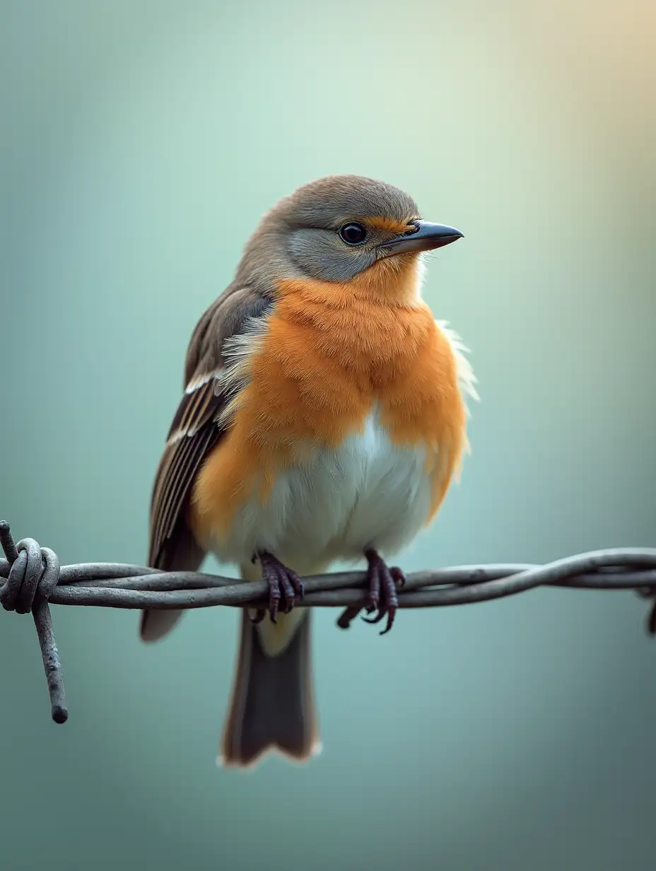 A bird sitting on barbed wire