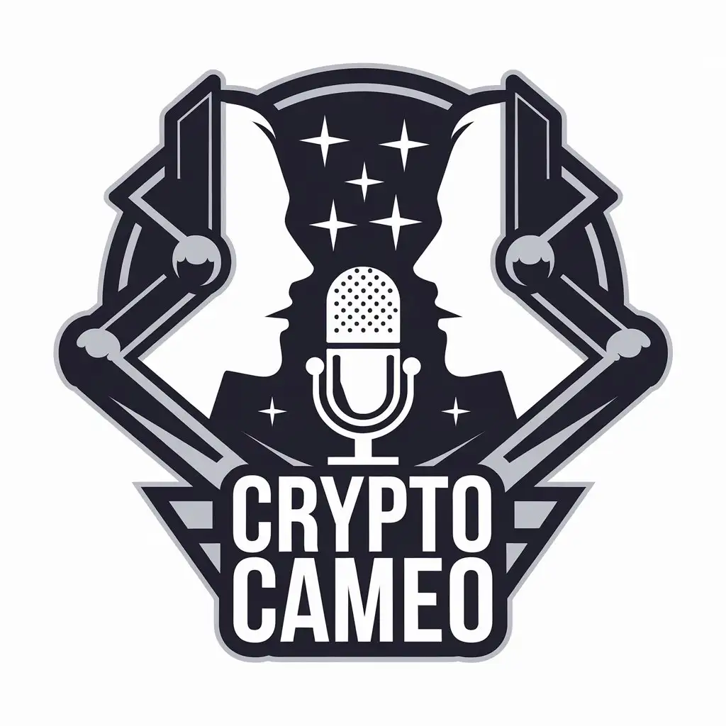 LOGO Design for Crypto Cameo Two Silhouettes with Microphone for Entertainment Industry