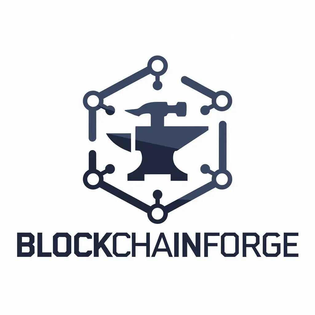 LOGO Design for BlockchainForge Vector Technology Industry with Blockchain Symbol and Clear Background