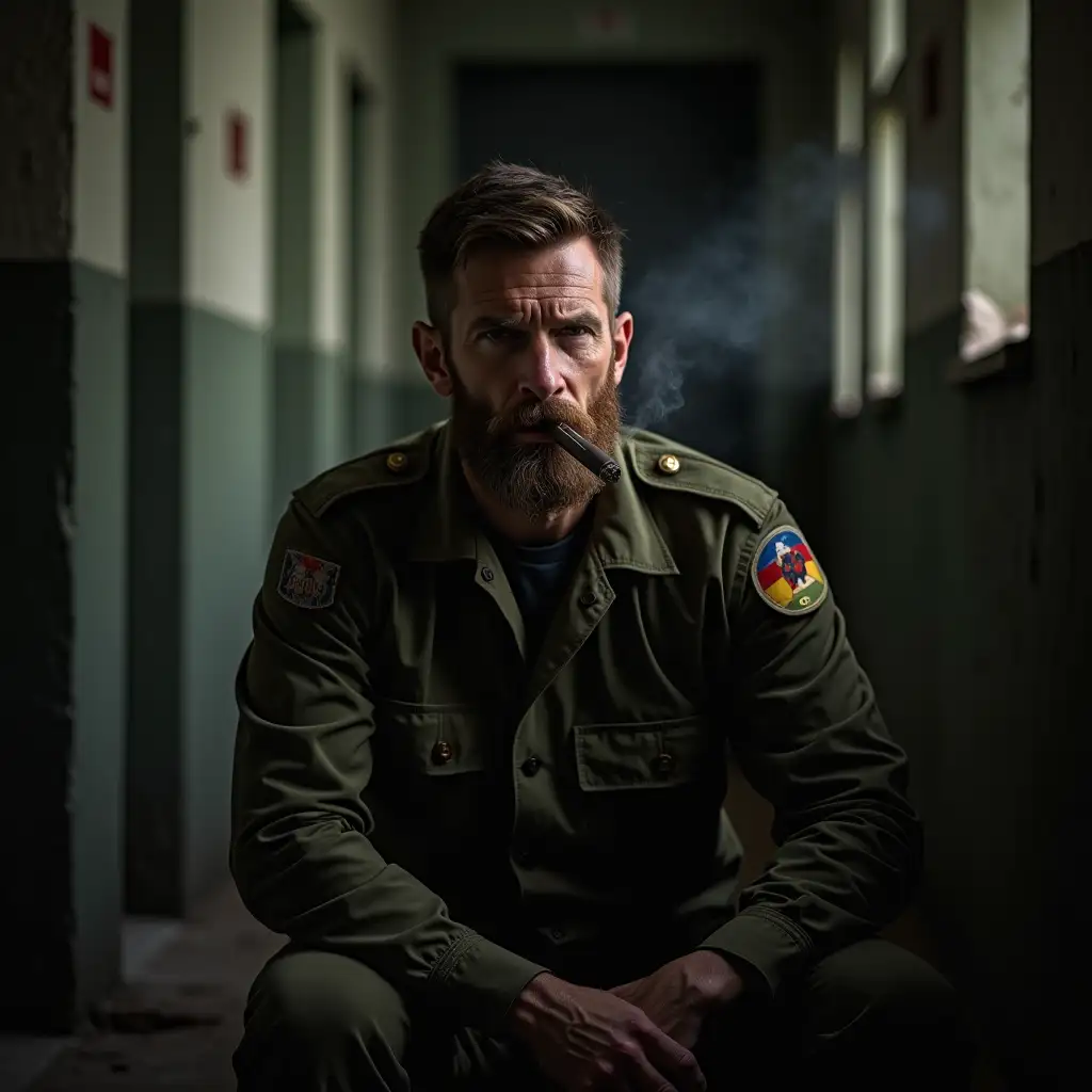 Veteran-in-Abandoned-Prison-Cell-Smoking-Cigar