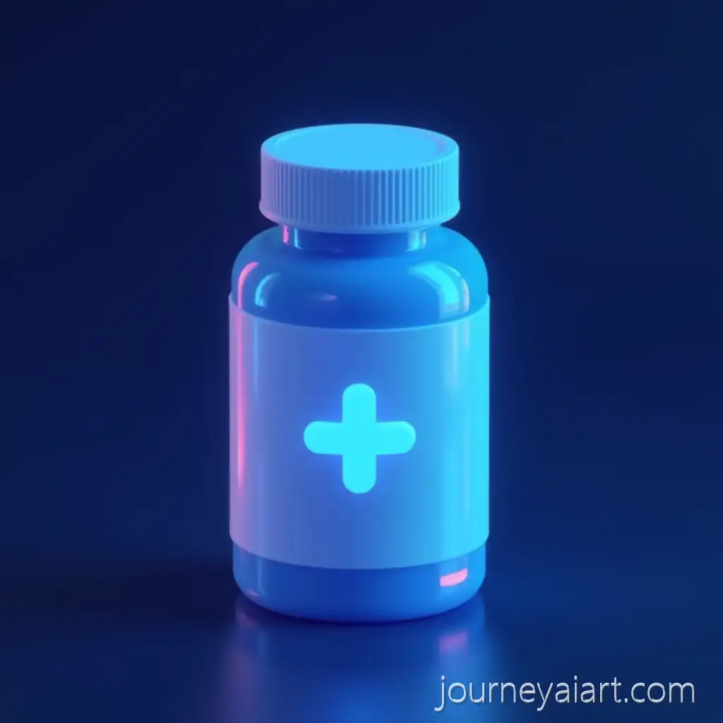 Futuristic-3D-Isometric-Medicine-Pill-Bottle-Icon-with-Glowing-Blue-and-Cyan-Highlights