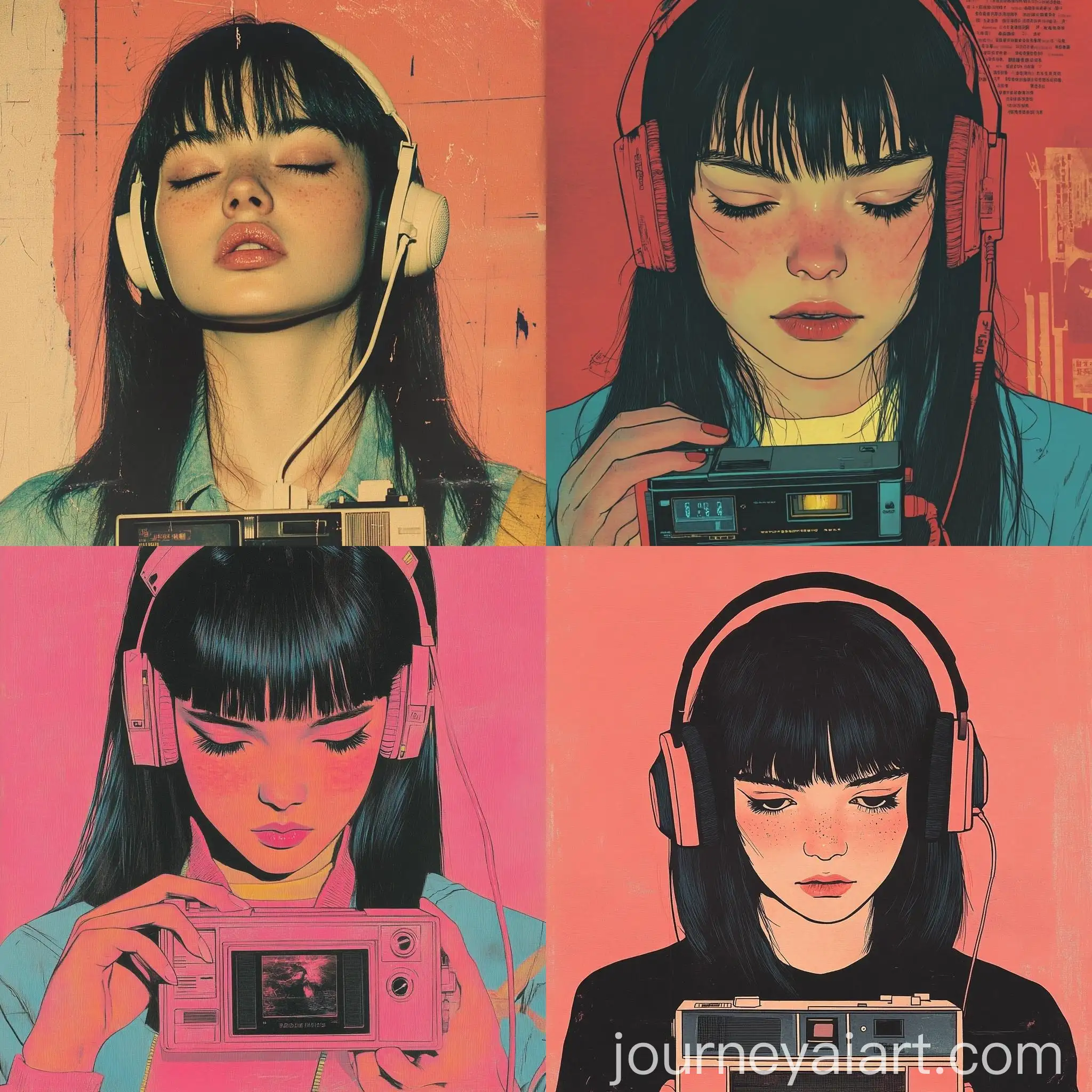 Girl-with-Black-Straight-Hair-Listening-to-Music-on-80s-Walkman