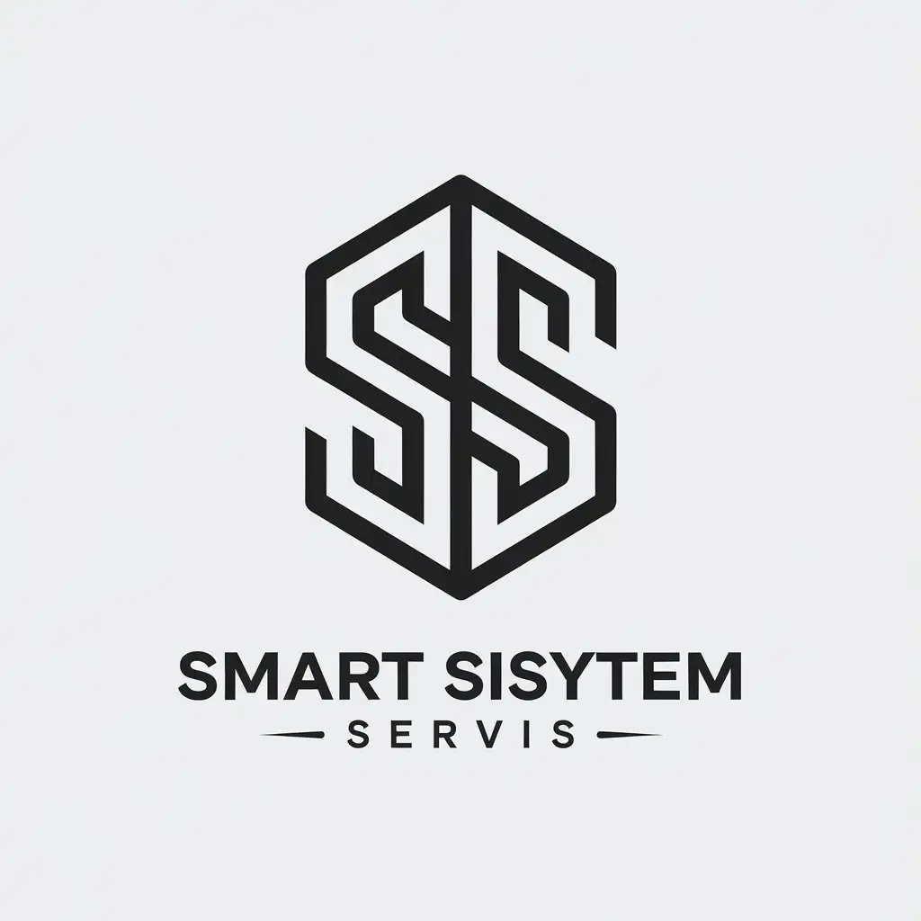 LOGO Design for SMART SYSTEM SERVIS Minimalist SSS Negative Space in Black and White for HighEnd Look