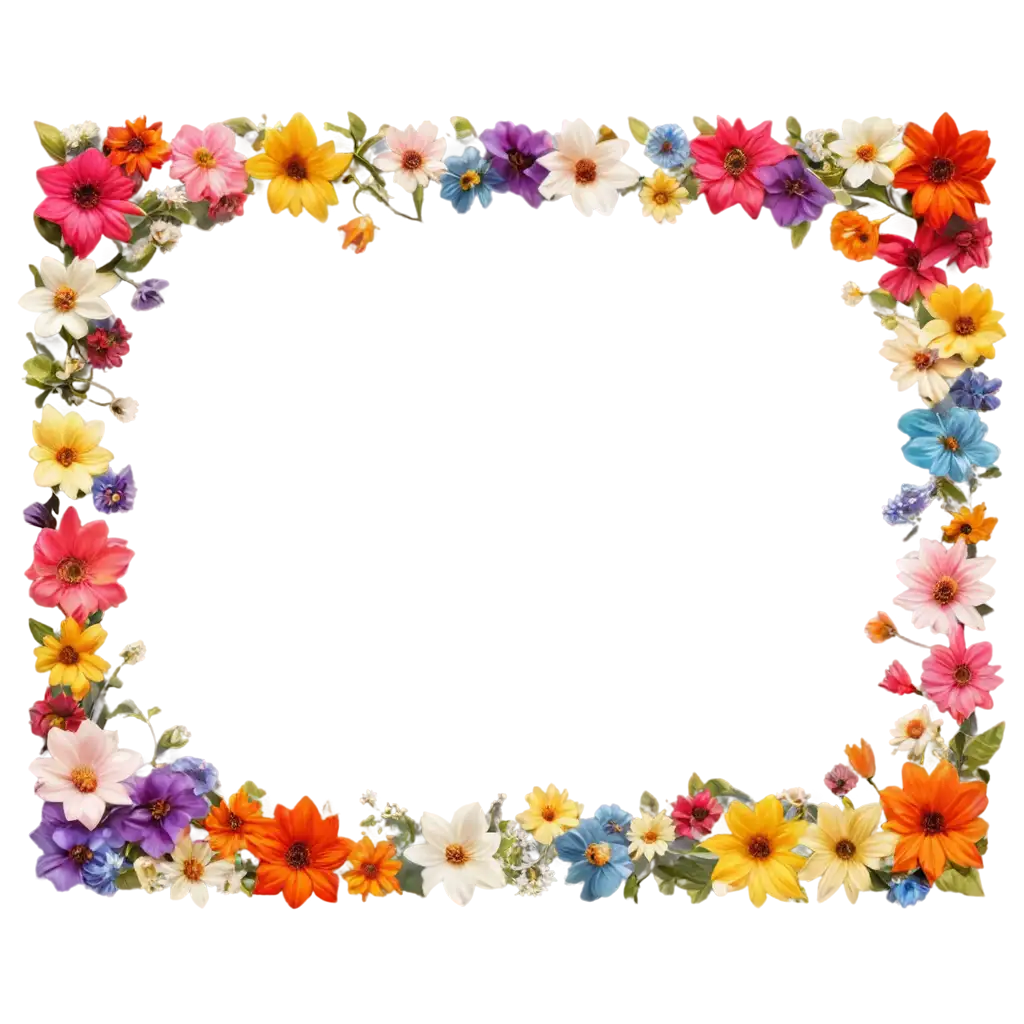 Realistic-Colorful-Flower-Border-Full-Rectangle-PNG-Image-for-Versatile-Use