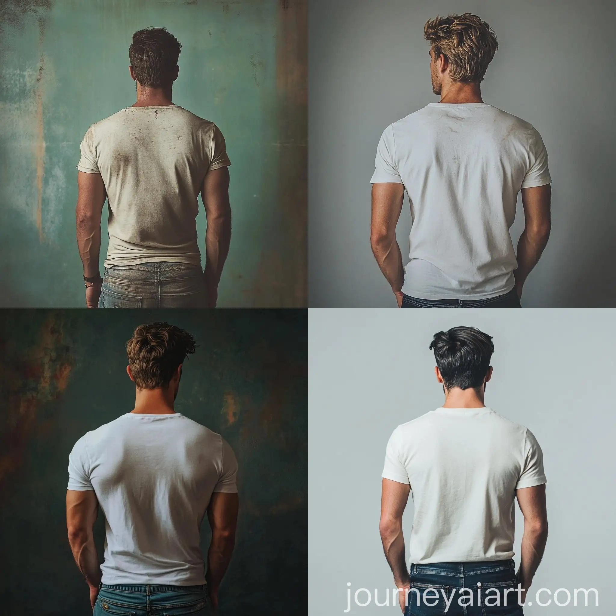 Vintage-Man-Model-Wearing-TShirt-Rear-View