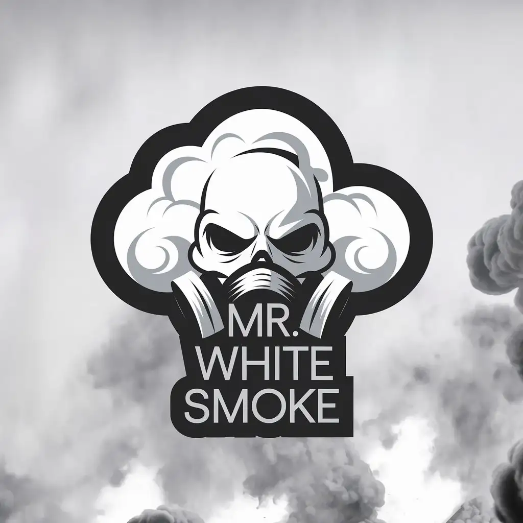 LOGO Design for Mr White Smoke Militar Skull Clouds in Minimalistic Airsoft Theme