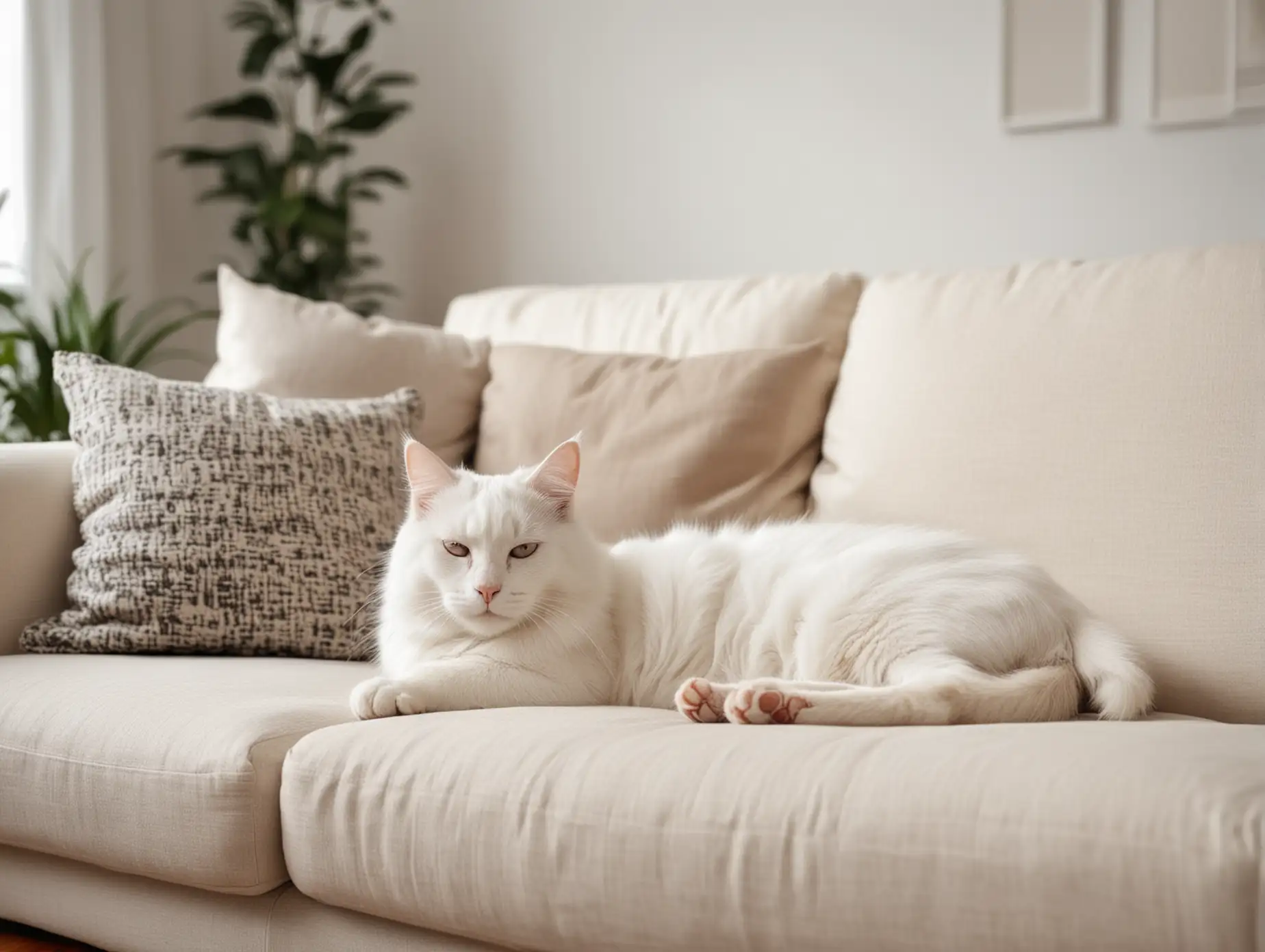 Cozy-Scandinavian-Living-Room-with-White-Cat-Sleeping-on-Couch