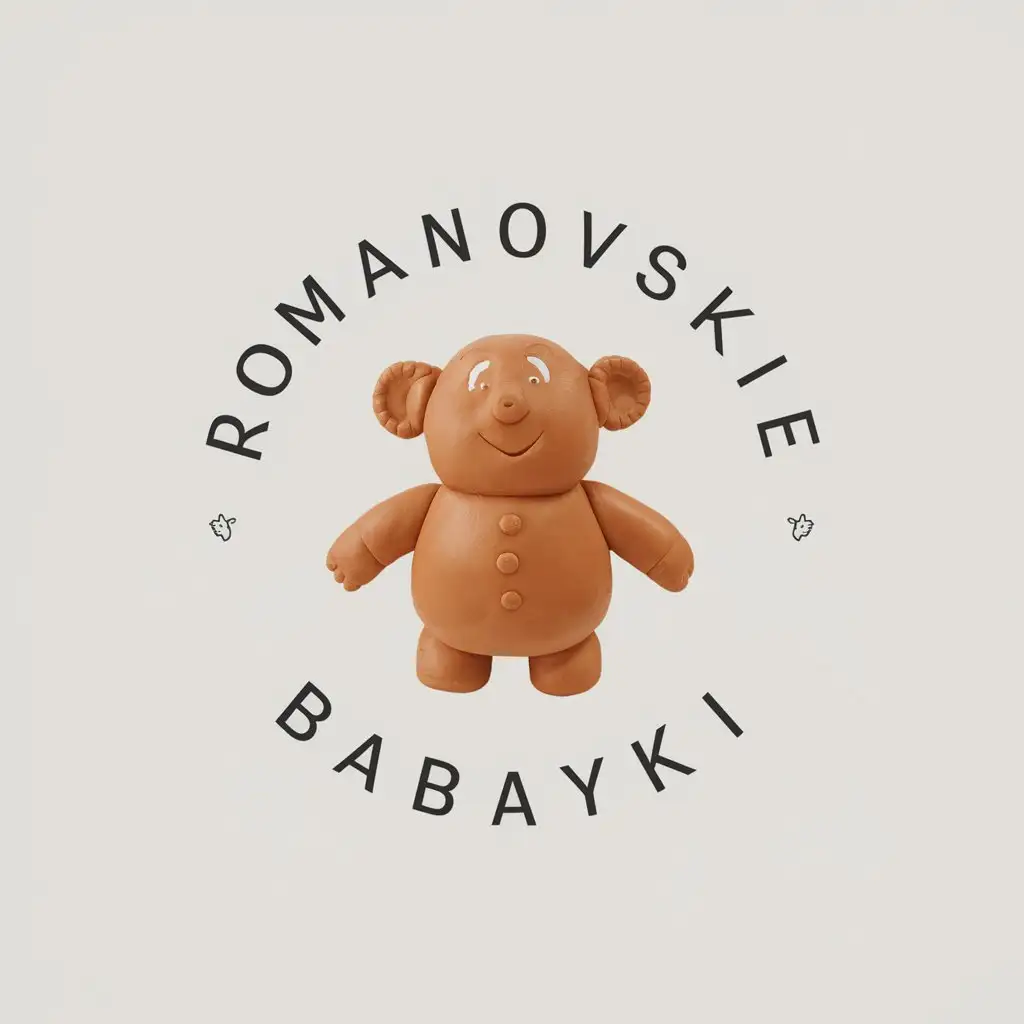 a vector logo design,with the text "Romanovskie babayki", main symbol:clay toy,Moderate,be used in Creativity industry,clear background