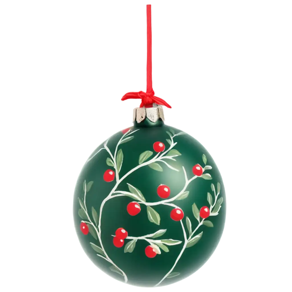 Frosted-Glass-Ball-Ornament-PNG-with-HandPainted-Holly-Leaves-and-Berries-for-Holiday-Designs