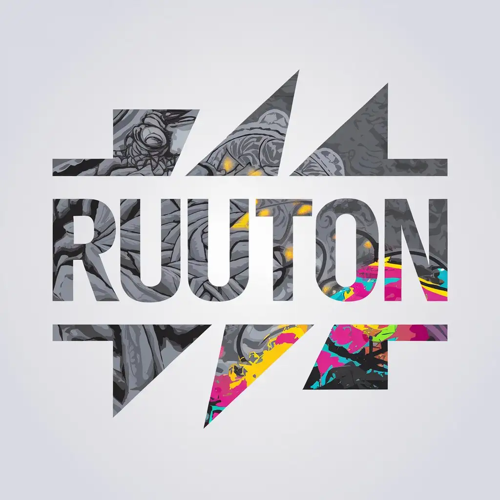 LOGO Design for RUUTON UrbanInspired Vector with Intricate Patterns and Grayscale Background