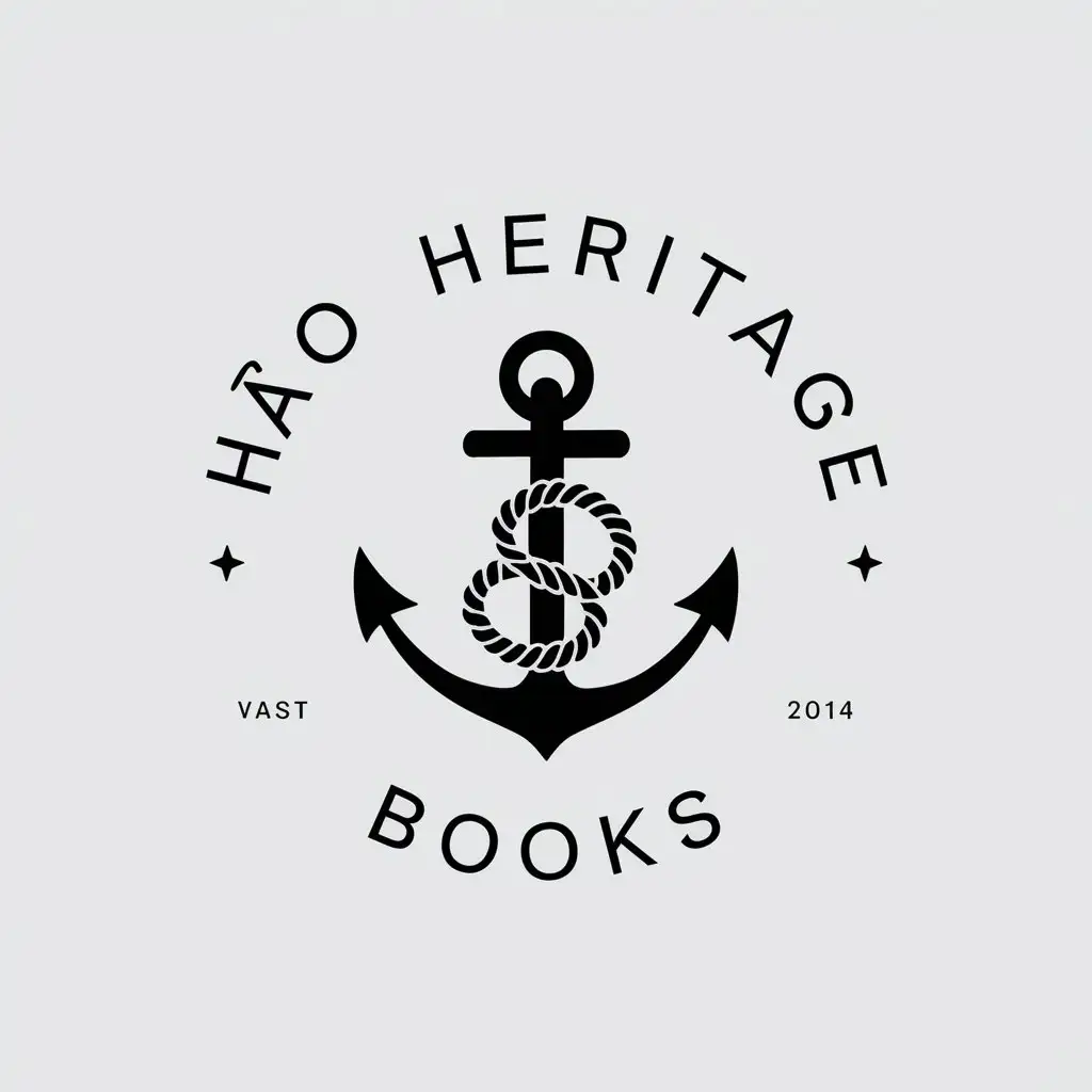 a vector logo design,with the text "Hào Heritage Books", main symbol:Nautical themed (boat, anchor),Moderate,be used in Others industry,clear background