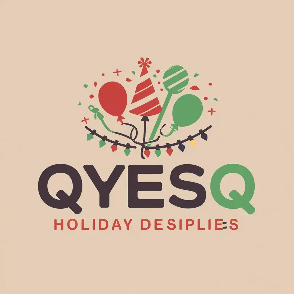 a logo design,with the text "QYESQ", main symbol:Holiday Décor, Party Supplies,Moderate,clear background