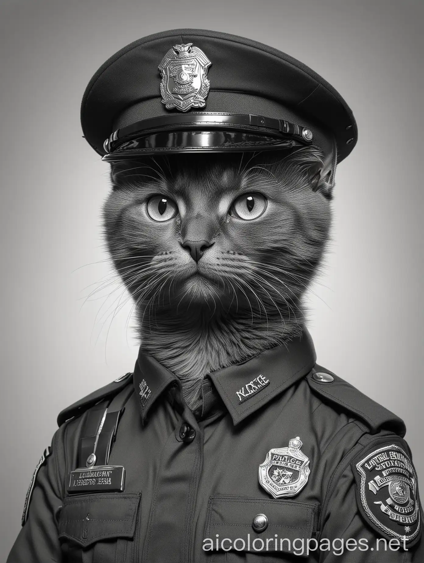 Black-Kitten-Sergeant-Police-Officer-Portrait-Coloring-Page