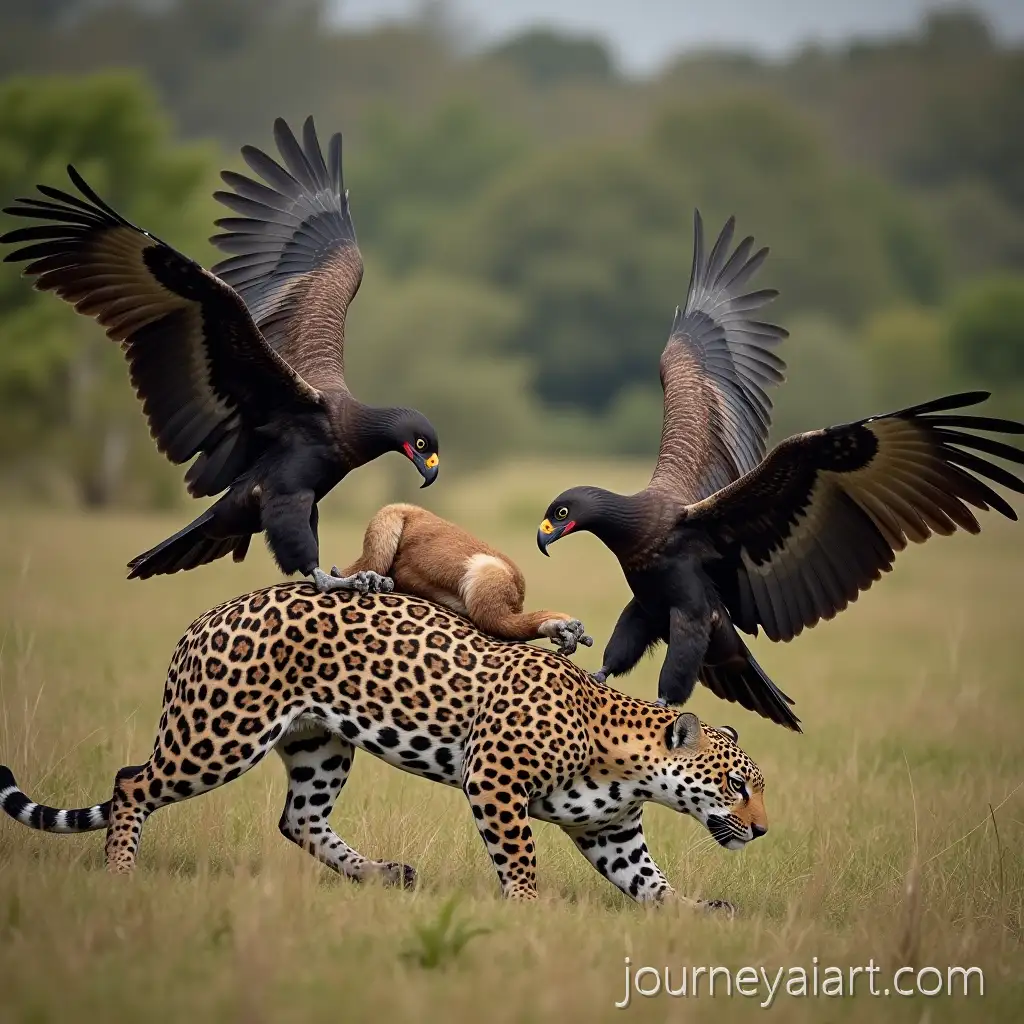 VultVultures-taking-deer-from-jaguarures-Scavenging-a-Dead-Deer-from-a-Jaguar-in-the-Wild