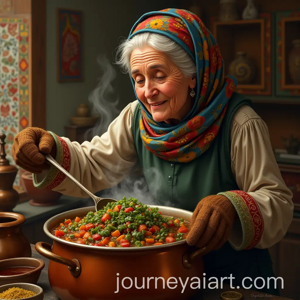 Traditional-Iranian-Cuisine-Kind-Elderly-Woman-Cooking-Ghormeh-Sabzi-Stew