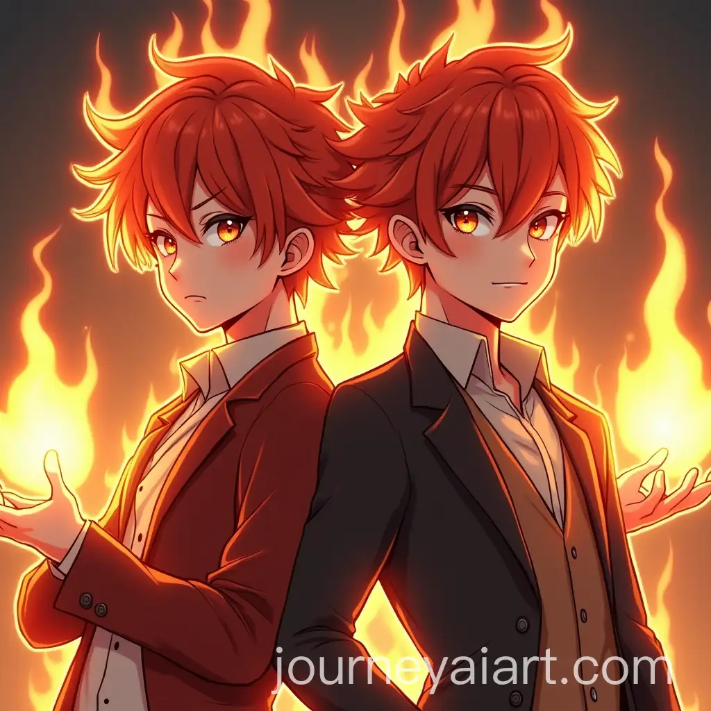 Handsome-RedHeaded-Male-Twins-as-Fire-ElementalAI-Image-Prompt-Expansion-Magicians-in-Fantasy-World