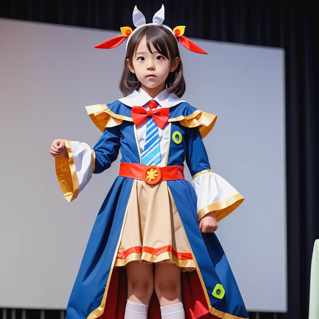 Young-Girl-in-Cosplay-Competition-on-Stage-at-School-Event