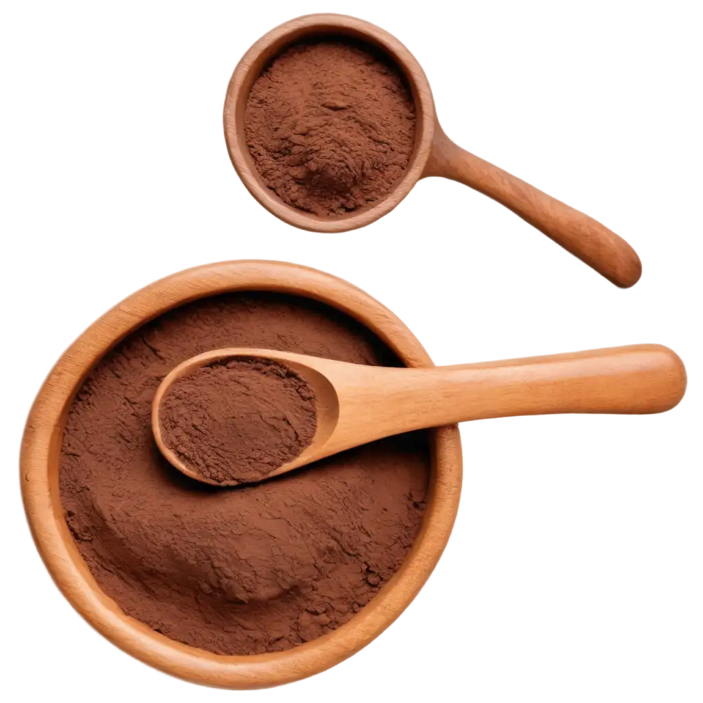 HighQuality-PNG-of-Chocolate-Powder-in-Wooden-Bowl-with-Spoon-CloseUp-Shot-on-White-Background