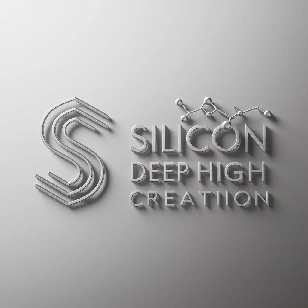 a logo design,with the text "silicon deep high creation", main symbol:S, molecule,Moderate,be used in Technology industry,clear background